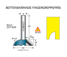 Fingergreppsfräs D=34 L=10 R=12  S=8