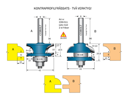 Kontraprofilfräs-sats (2 fräsar) R=10