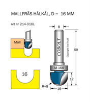 Mallfräs hålkäl R=8 D=16 L=12 TL=50 S=8