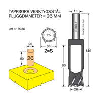 Tappborr HSS D=26 TL=140 S=13