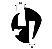 Klemprofil 10+6 EPDM Sort Veritas - 30 meter