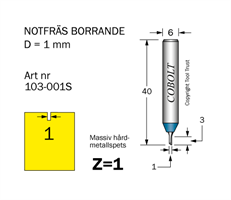 Notfräs D=1 L=3 TL=40 S=6 Z=1