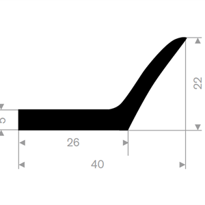 L-profil 22x40 mm sort EPDM - 50 meter