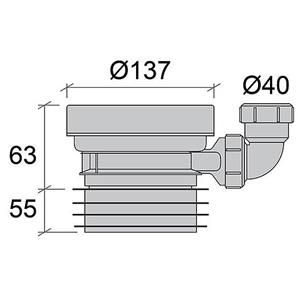 WC-mansjett 110 mm sentrisk m/ekstra innløp 40 mm