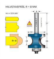 Halvstavfräs R=8 L1=16 L2=26 D=32 S=8