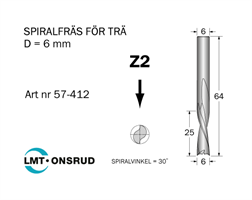 Spiralfräs D=6 L=25 TL=64 S=6