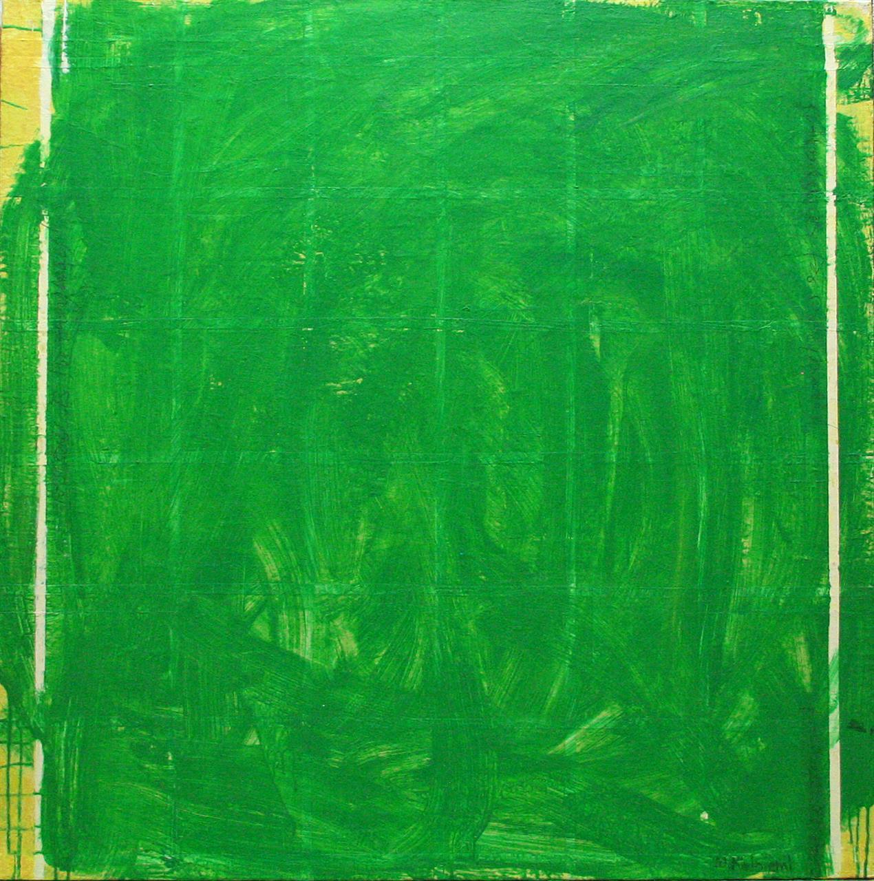 PAINTING OVER WITH GREEN COLOUR 100x100cm 2013