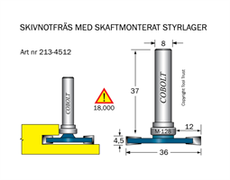 Skivnotfräs L=4.5 F=12 D=36 S=8