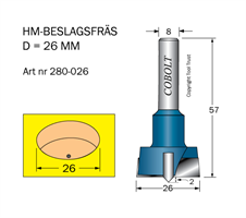 HM Beslagsfräs D=26 TL=57 S=8