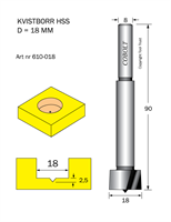 Kvistborr HSS D=18 TL=90 S=8