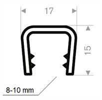 Kantprofil 17x15 mm sort (8-10 mm) - Løpemeter
