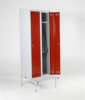 Klädskåp 2- dörr med hylla+hängare röd/grå 700mm