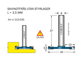 Skivnotfräs L=3.5 D=36 S=8