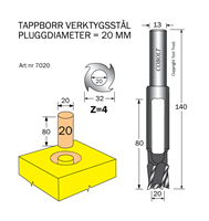 Tappborr D=20 TL=140 S=13