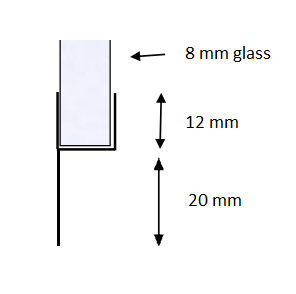 Slepelist / Subbelist 20 mm, for 8 mm glass
