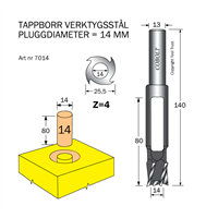 Tappborr D=14 TL=140 S=13