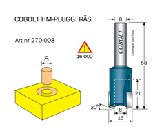 HM Pluggfräs D1=8 D2=16 S=8