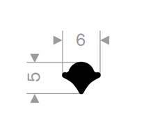 Låselist nr 5 EPDM sort - 100 meter