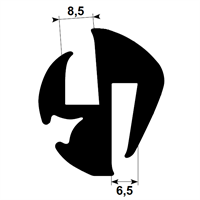 Klemprofil 8,5+6,5 EPDM sort Veritas - 30 meter