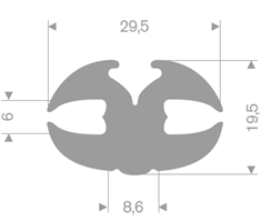 Klemprofil 6+6 TPE grå - 25 meter