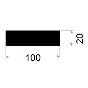 Gummistrips 100x20 mm sort u.lim SBR/NR- Løpemeter
