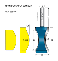 Segmentfräs L=40 R=34.4 F=6.4 S=8