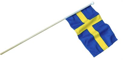 Sverigeflagga 20x28cm på träpinne 10/fp