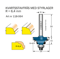 Kvartsstavfräs R=6.4 D=26 L=11 S=6