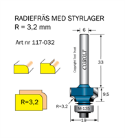 Avrundningsfräs R=3.2 D=19 L=9.5 S=6