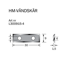 HM-vändskär 30 x 9 x1.5 (4 sidor)