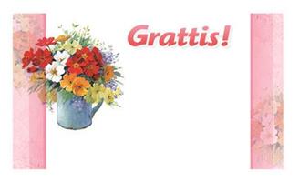 Kort Kanna med blommor Grattis 100/fp