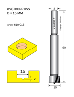 Kvistborr HSS D=15 TL=90 S=8