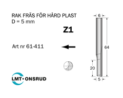 Notfräs D=5 L=20 TL=64 S=6