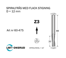 Spiralfräs D=12 L=35 TL=88 S=12