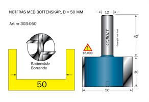 Notfräs D=50 L=30 TL=72 S=12