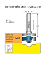 Dekorfräs m lager D=25 R1=2