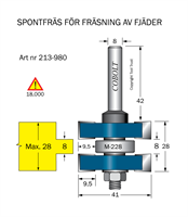 Spontfräs L1=8 L2=28 F=9.5 D=41 S=8