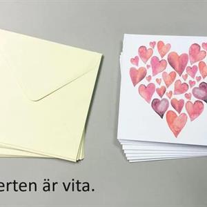 Kort SP 12,5x12,5cm hjärta kuvert 10/fp
