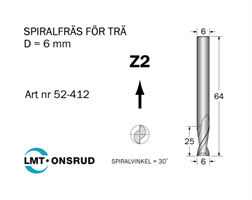 Spiralfräs D=6 L=25 TL=64 S=6