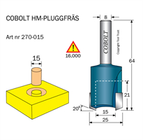 HM Pluggfräs D1=15 D2=25 S=8