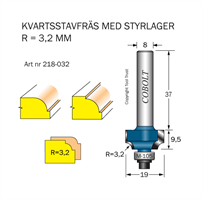 Kvartsstavfräs R=3.2 D=19 L=9.5 S=8