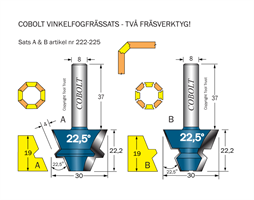 Vinkelfogfräs-sats 22.5° L=19 S=8