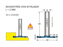 Skivnotfräs L=2 D=36 S=8