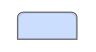 Frontplate 800x350x6 mm klart glass m/fasett