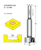 Kvistborr HSS D=25 TL=90 S=8