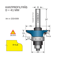 Kantprofilfräs R=4.8 D=41 L=11 F=9.5