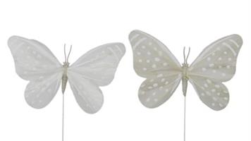 Fjäril vit/cream på tråd 11cm 12/fp