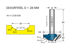 Dekorfräs D=28 R=3/5.5/2 S=8