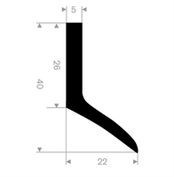 L-profil 22x40 mm sort EPDM - 50 meter