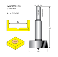 Kvistborr HSS D=40 TL=90 S=10